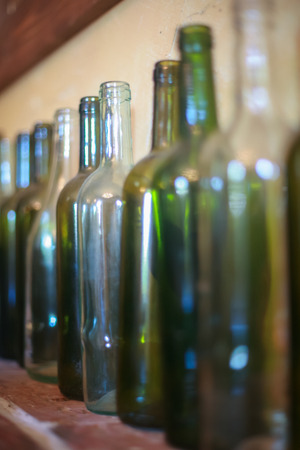 Picture of empty bottles standing in a rowの写真素材