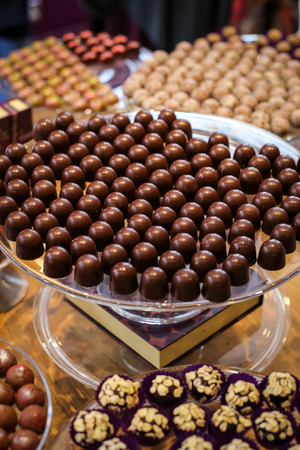 Selection of chocolate sweets in the shopの写真素材