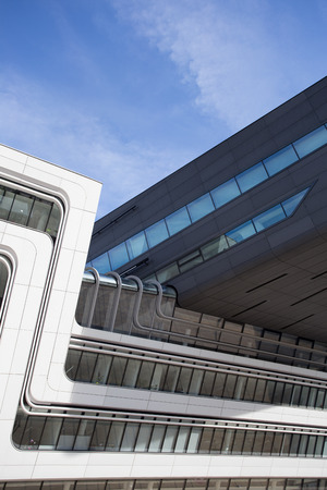 Details of the Library and Learning Centre at the University of Economics in Vienna, Austria. The building was designed by the famous architect Zaha Hadid.の写真素材