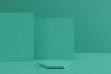 Minimal background, mock up with podium for product display,abstract white geometry shape, template...