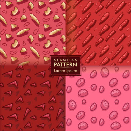Donut style seamless Pattern. with red, pink and brown dominan color. (vector basic)のイラスト素材