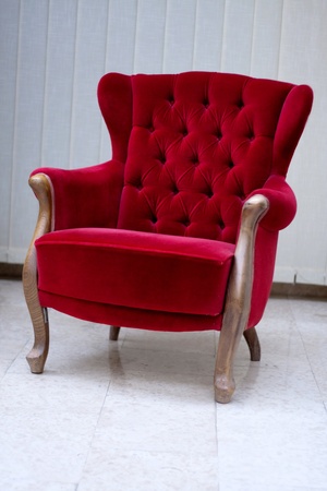 Old styled interior, red sofa.の写真素材