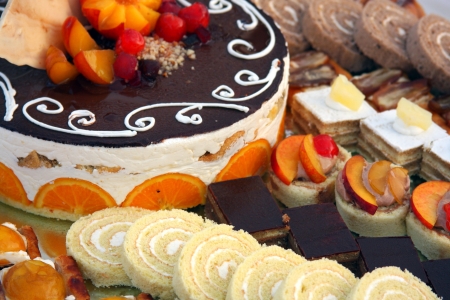 Sweet cakes on the plate 