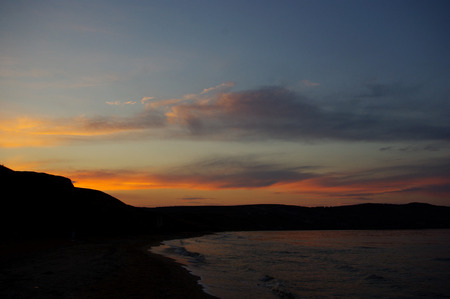 Sunset on the coast of the Azov Seaの写真素材