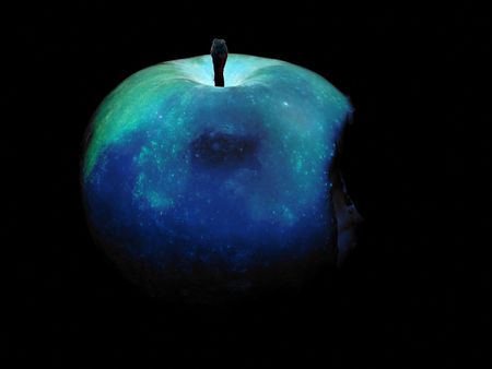 Apple on black backgroundの写真素材