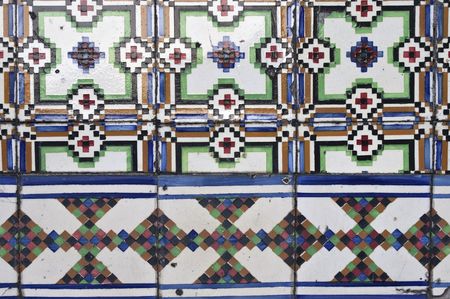 Portuguese glazed tiles, closeup