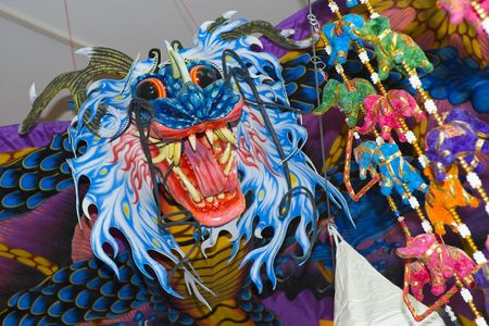 bright colored chinese dragonの写真素材