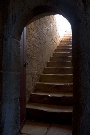 stairs in an old Portuguese building. Belim tower, Lisbon, Portugal.の写真素材