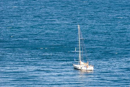 sail boat in the Black Sea in a sunny summer day