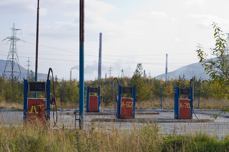 old gas station in Russiaの写真素材