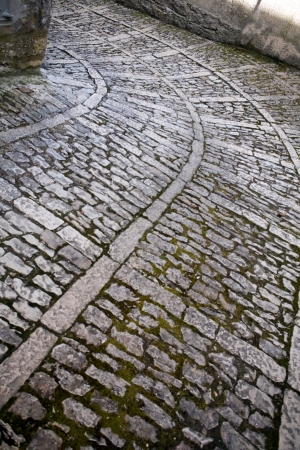 ancient pavement of Erice town, Sicily, Italyの写真素材