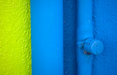 yellow and blue futuristic pattern design with gas tube