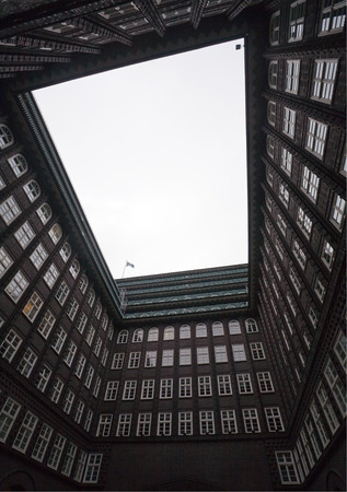 Hamburg Speicherstadt red brick square inner courtのeditorial素材