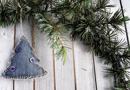 Christmas decorations on the Christmas treeの写真素材