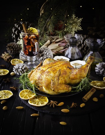 Baked turkey for Christmas or New Yearの写真素材