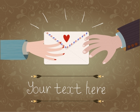 The hands holding a mail with a heart のイラスト素材