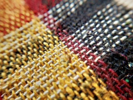 Close up of a woolen plaid. Abstract background and texture.の写真素材