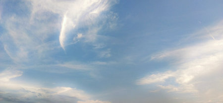 Blue sky with white clouds. Panoramic image of blue sky with white clouds.