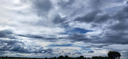 Cloudscape, Colored Clouds at Sunset near the River Elbeの写真素材