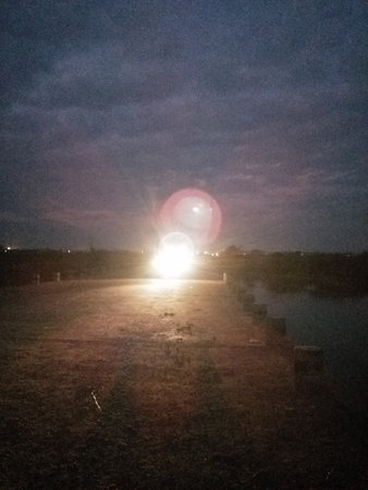 Sunset at the lake in the eveningの写真素材