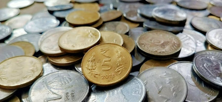 Close up of Thai coins, Thailand currency. (Selective focus)