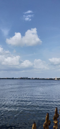 beautiful landscape of the sea and sky with clouds on a sunny day