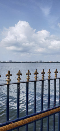 Iron fence on the embankment of the Nile river in Egypt
