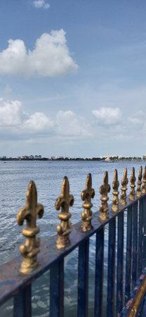 Panoramic view of the Chao Phraya River in Bangkok, Thailandの写真素材