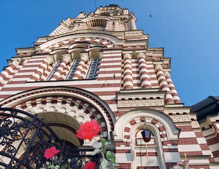 Perspective (from below) image of Church building in Charkiv Sity (Ukraine)の写真素材