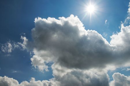  blue sky with fleecy clouds