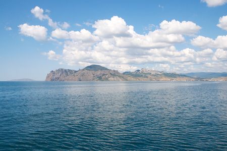 The view from the side of a excursion ship (Krimea, Ukraine)の写真素材