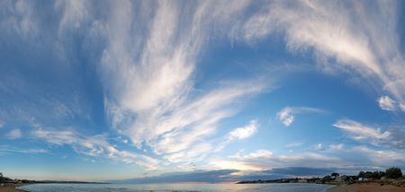 Sea sunset with beach. Eight shots composite picture.の写真素材