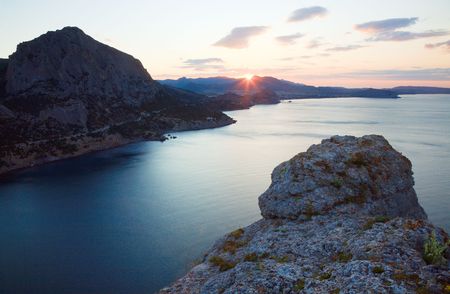Daybreak coastline landscape of Novyj Svit reserve (Crimea, Ukraine).の写真素材