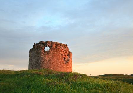 Summer sunset view of ancient  Crimean fortress (near Sevastopol Town, Crimea, Ukraine)の写真素材
