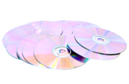 Compact discs isolated on white background.の写真素材