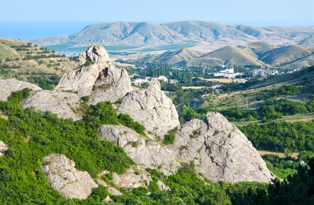 Summer misty mountain view (Crimea, Ukraine)