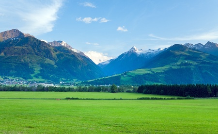 Alps mountains tranquil country summer view (Austria).の写真素材