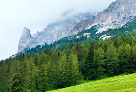 Cloudy summer Italian dolomites mountain view .の写真素材