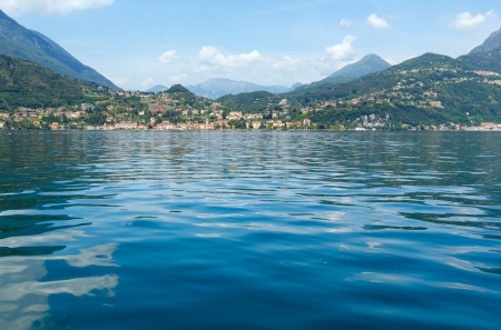 Lake Como (Italy) summer view and Menaggio town on shore.の写真素材