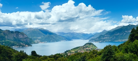 Alpine Lake Como summer  view from mountain top (Italy)の写真素材