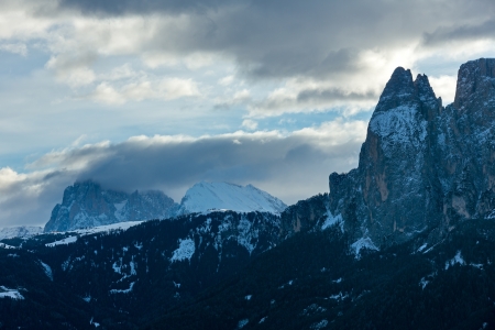 Predawn morning winter mountain landscape from Lengmoos village environsの写真素材