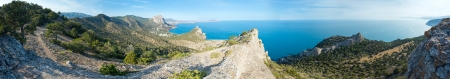 Coastline of  Novyj Svit  reserve summer panorama (Crimea, Ukraine)の写真素材