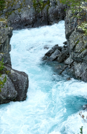 Summer mountain river waterfalls view (Ottafossen, Norge )の写真素材