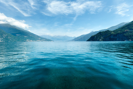 Lake Como (Italy) summer  view from ship boardの写真素材