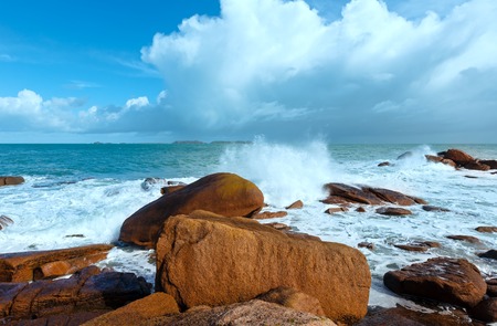 Ploumanach coast spring view  (Perros-Guirec , Brittany, France). The Pink Granite Coast.の写真素材