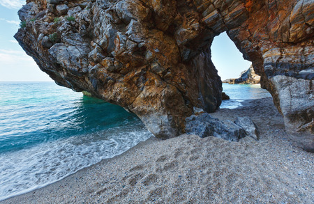 Mylopotamos beach summer view (Greece). Aegean Sea.の写真素材