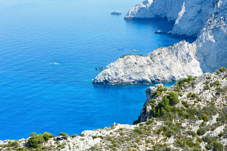 Summer coastline landscape (Zakynthos, Greece, near Navagio bay).の写真素材