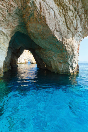 View of Blue Caves from boat (Zakynthos, Greece, Cape Skinari )