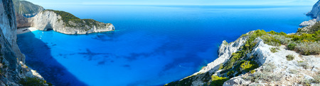 Top view on Navagio bay. Summer coastline panorama (Greece, Zakynthos, Ionian Sea).の写真素材