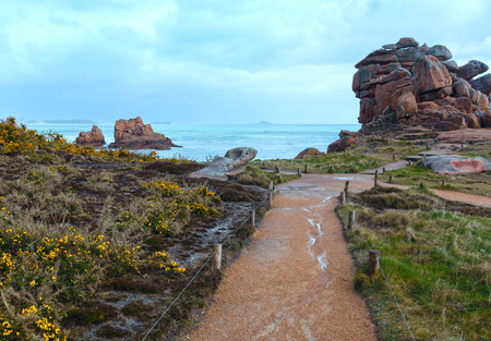 Ploumanach coast spring view  (Perros-Guirec, Brittany, France). The Pink Granite Coast.の写真素材
